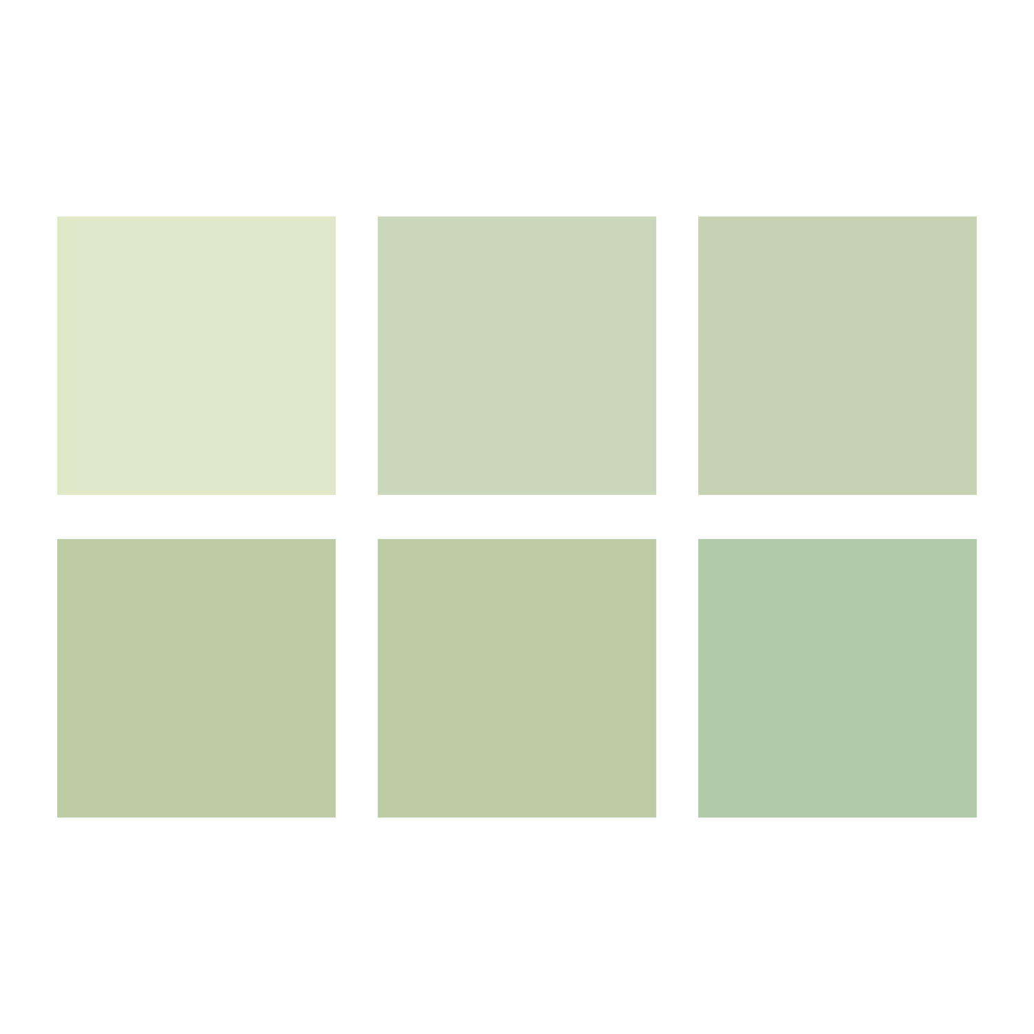 Botanical Wash colour chart featuring soft botanical green heritage paint shades